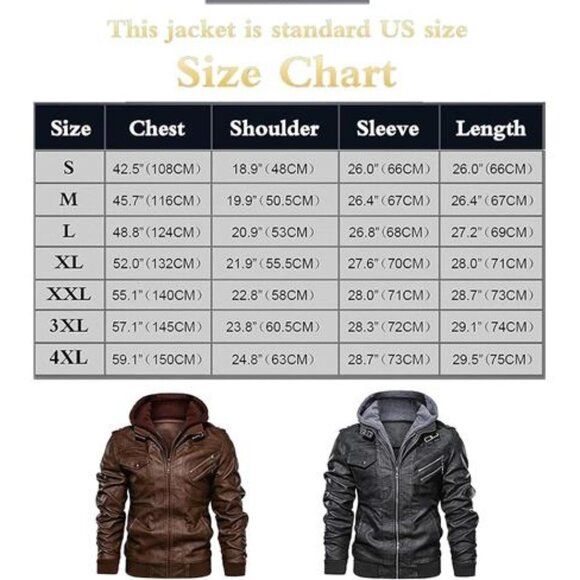 Black Faux Leather Motorcycle Bomber Jacket Zip Up Hoodie Removable Hood - Picture 6 of 6